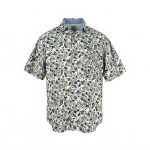 Bugle Boy Co Men's Short Sleeve‎ Button Up Shirt Anchor Palm Size Large Vacation